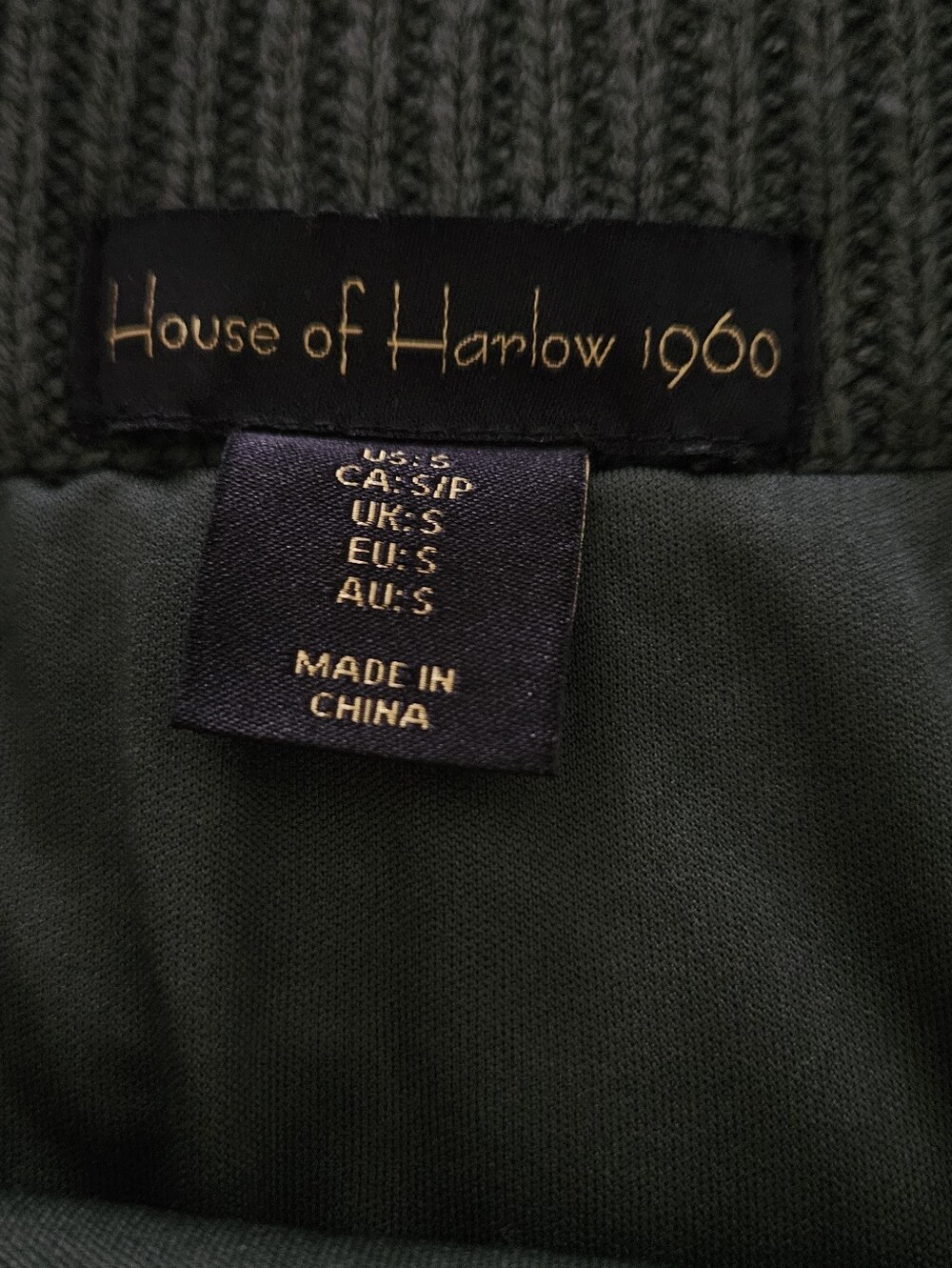 House of Harlow 1960 Crochet Knit Midi Skirt Dark Green Cotton Blend Small - Picture 5 of 9